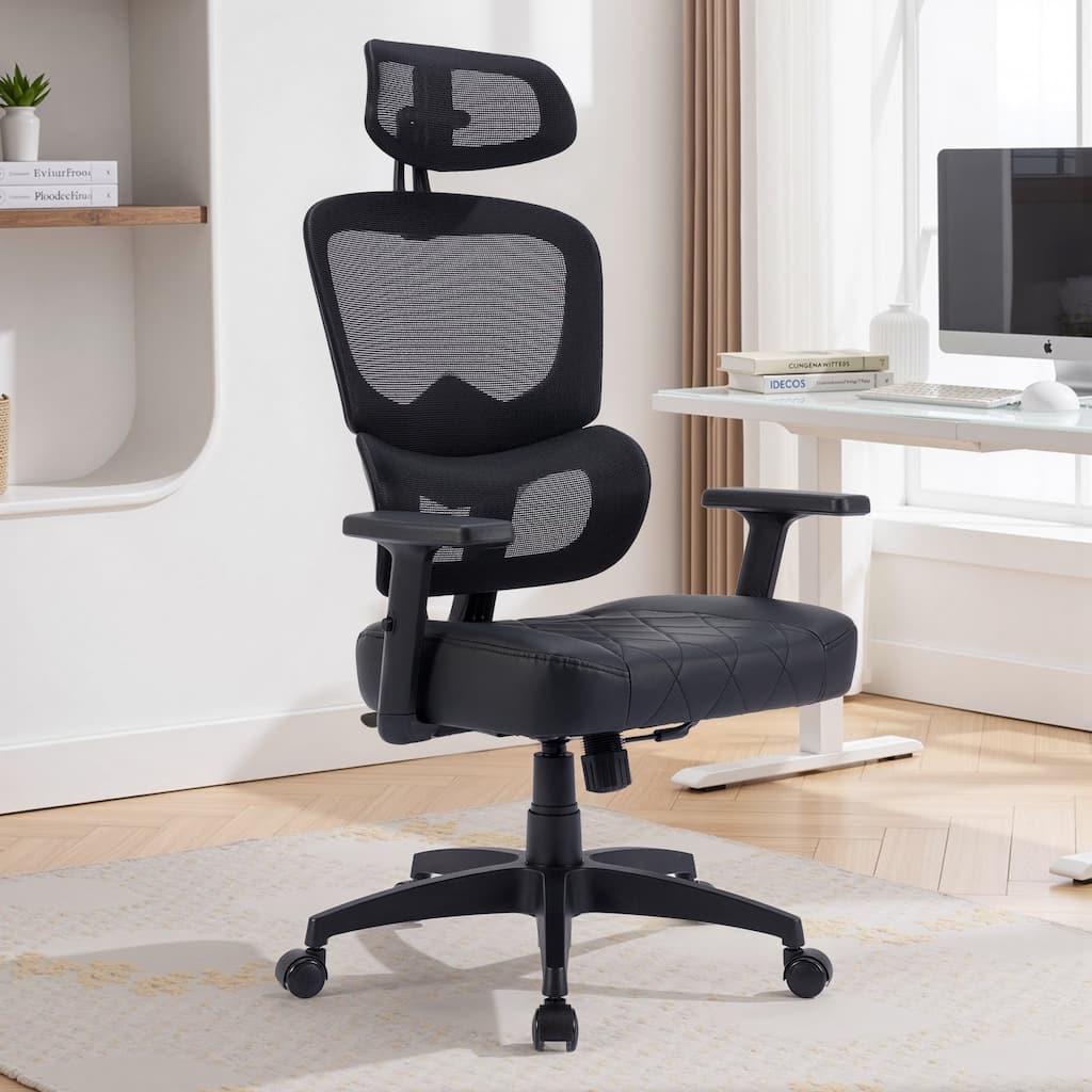 Javlergo Swivel High Back Mesh Office Chair with Adjustable Headrest Armrest