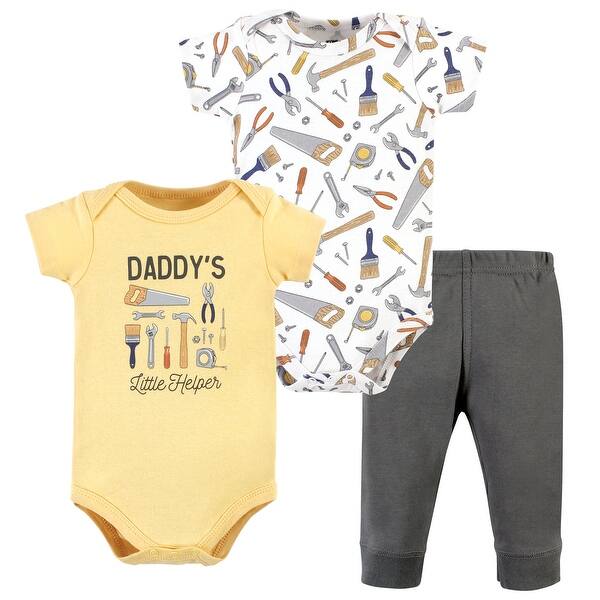 slide 1 of 1, Hudson Baby Infant Boy Cotton Bodysuit and Pant Set, Construction Work Short Sleeve Preemie - Construction Work Short Sleeve