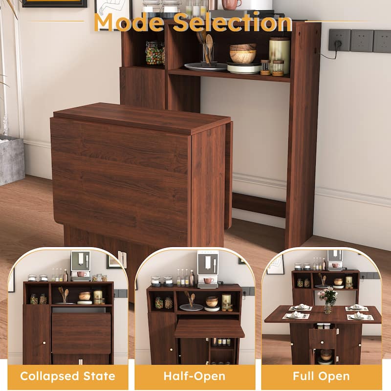 Multifunctional Folding Dining Table with Wall-Mounted Sideboard & Storage for Small Apartments - 37.4”L x 11.8”W x 43.3”H