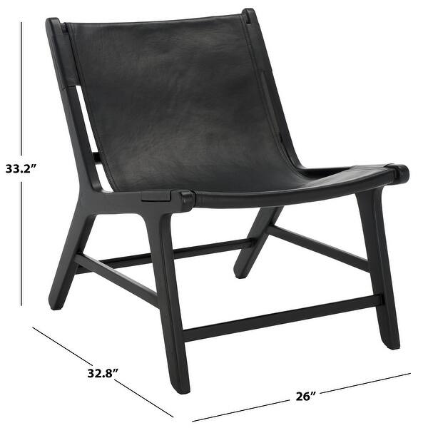 dimension image slide 0 of 3, SAFAVIEH COUTURE Alanarose Leather Accent Chair - 26"W x 33"D x 33"H