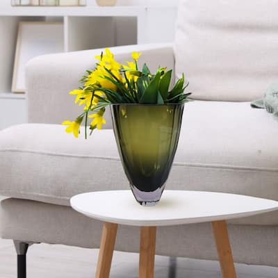 Heavy Lime Green Glass Vase