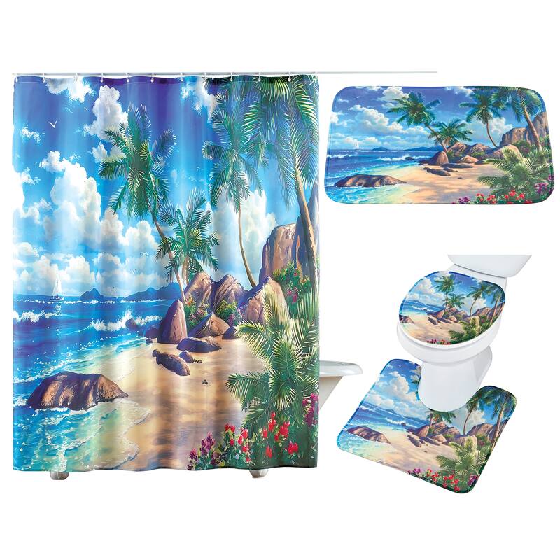 12-Piece Seaside Escape Scene Bathroom Set - 72.1 x 0.01 x 72.1