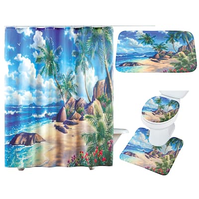 12-Piece Seaside Escape Scene Bathroom Set - 72.1 x 0.01 x 72.1