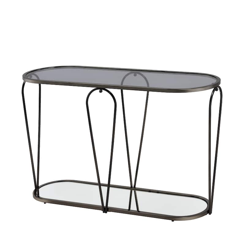 Gables Glam 48-inch Glass Top 1-Shelf Sofa Table by Furniture of America - Grey