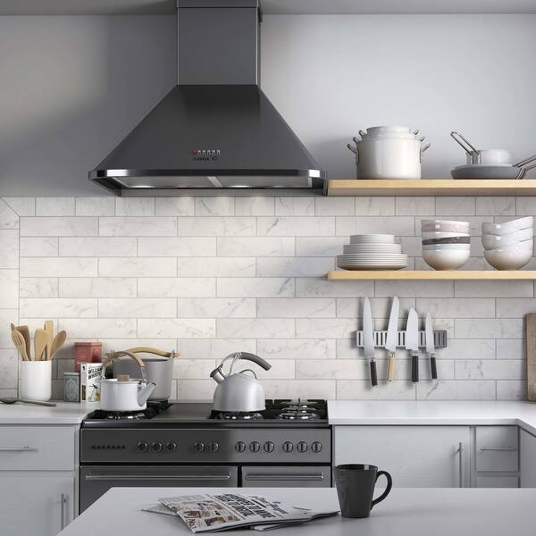 slide 1 of 6, SomerTile Classico Carrara Matte 3" x 12" Ceramic Wall Tile