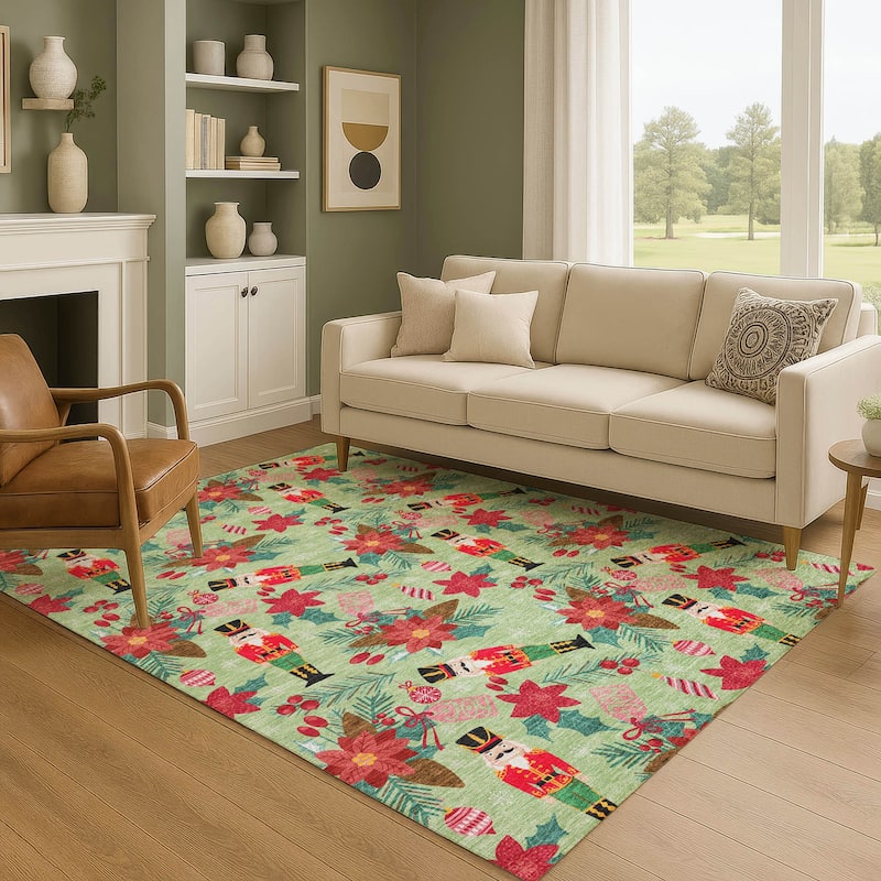 Premium Washable Super Soft Holiday Nutcracker Mayfield Rug - Aloe - 5' x 7'6"