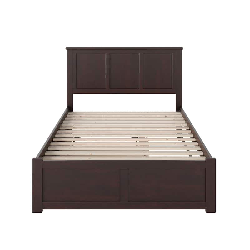Madison Full Platform Bed with Footboard and Twin Trundle in Espresso