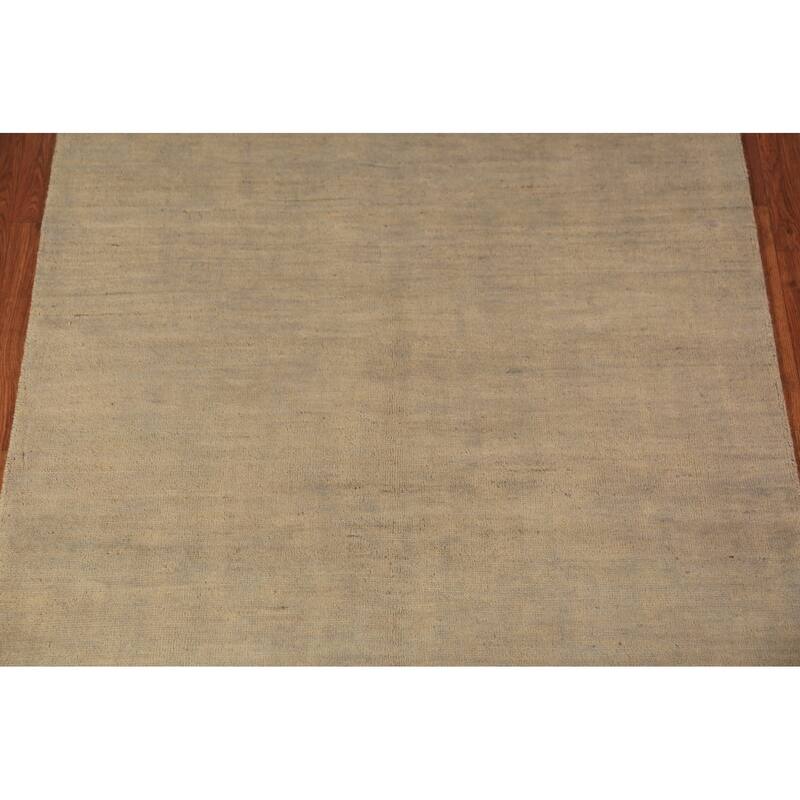 Gabbeh Modern Rug Hand-Knotted Beige Solid Wool Carpet - 4'0" x 5'11"