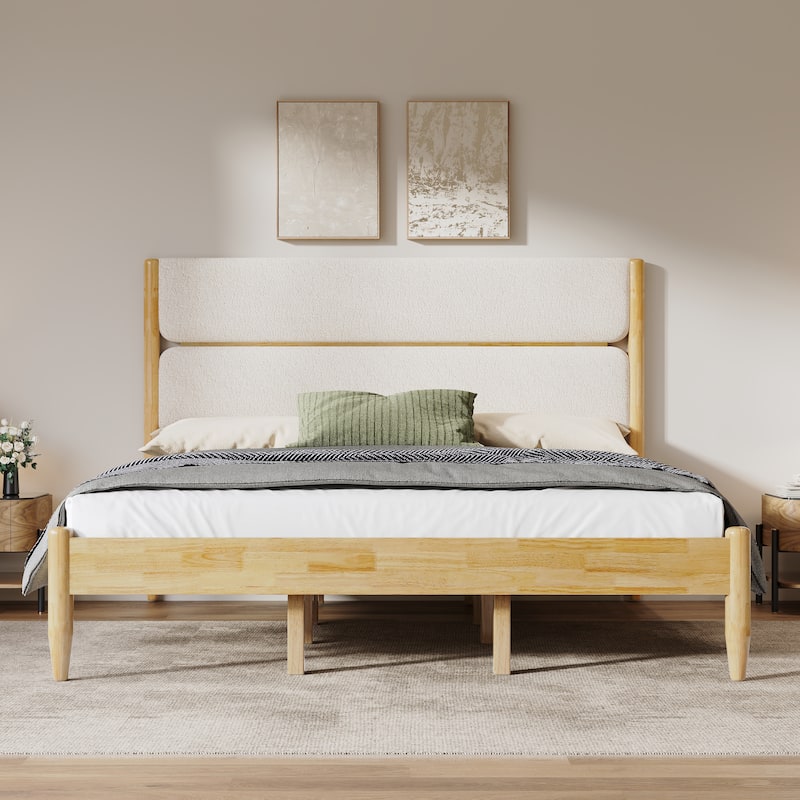 Christopher Knight Home - Marin Solid Rubber and Fleece Upholstered Bed Frame with Headboard