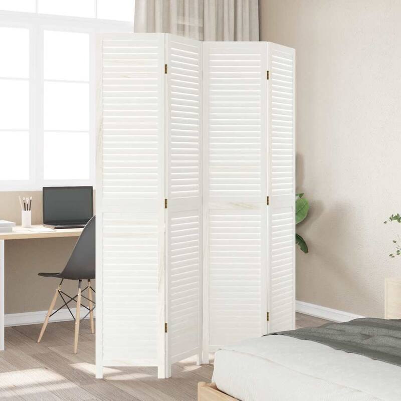 vidaXL Room Divider Privacy Screen Living Room White Solid Wood Paulownia