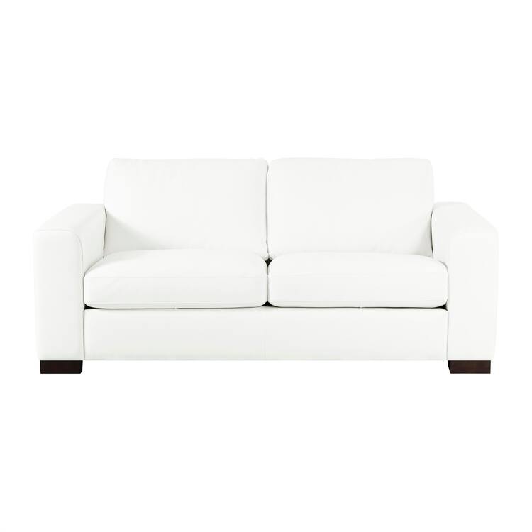 Genuine Leather Loveseat Sofa - Ultimate Comfort, Mid-Century Living Room Loveseat, Modern Small Couch with Sturdy Block Legs