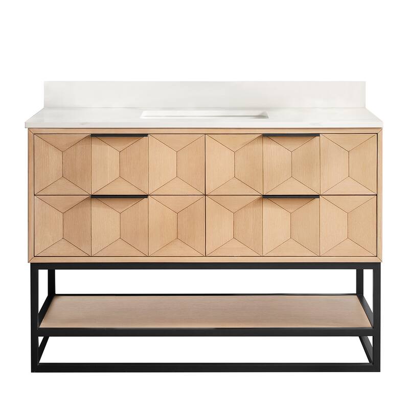 Milagro Bath Vanity with White Quartz Stone Top without Mirror