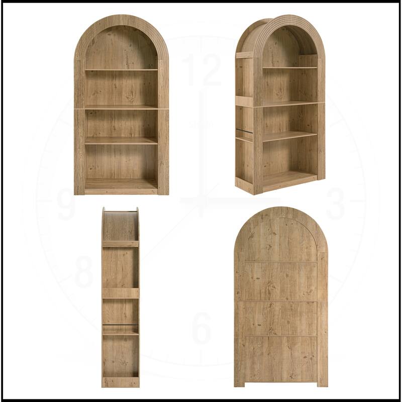 78.74" Tall 4-Tier Arched Bookcase with Open Display Storage