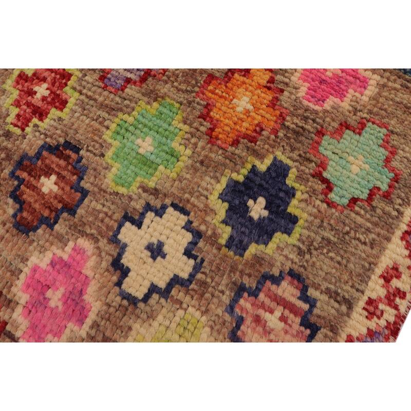 Modern Balochi Horne Brown/Beige Hand Knotted Wool Rug - 3'3'' x 5'1''