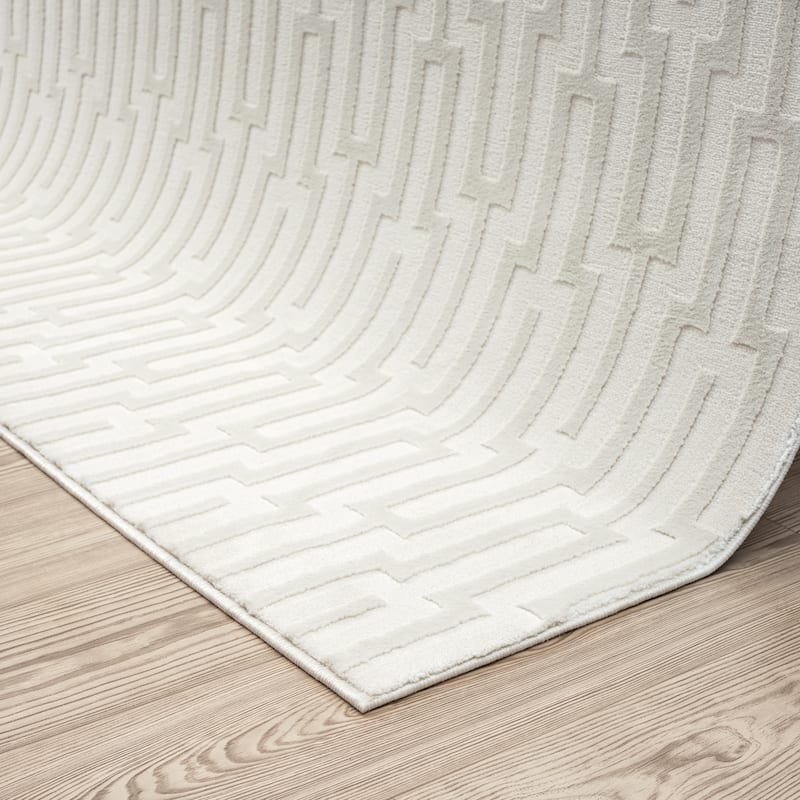 Abani Neutral NTL120A Cream Seamless Geometric Pattern Area Rug