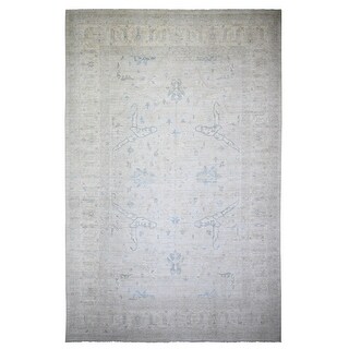 Shahbanu Rugs Ash Gray, Stone Washed Peshawar With Faded Colors Natural ...