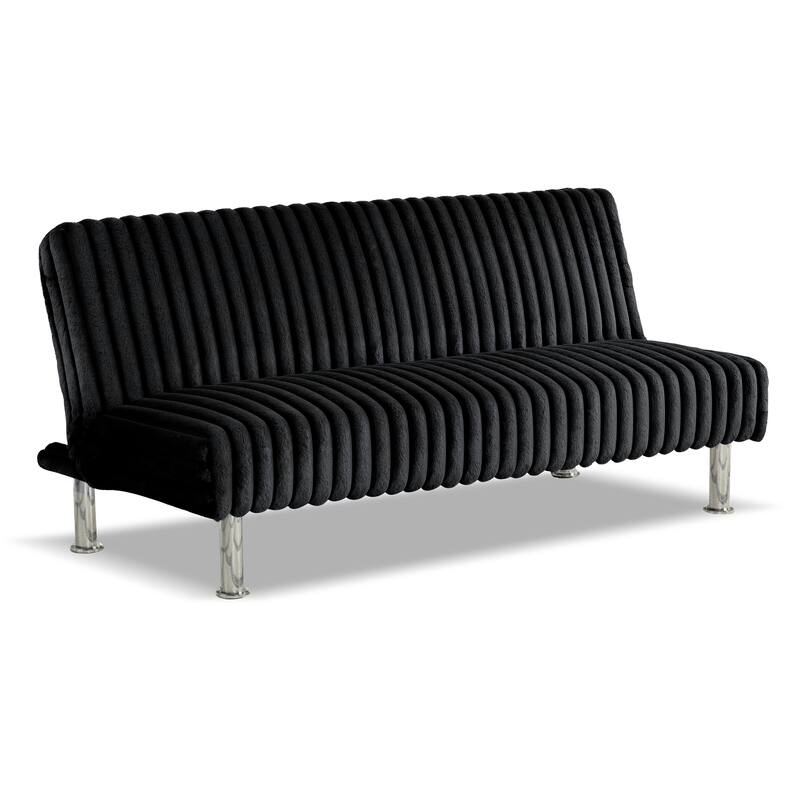 Furniture of America Draper I Modern Chenille Channel Tufted Fabric Futon Sofa Bed