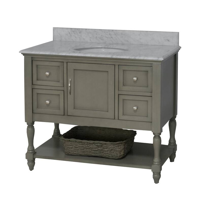 KitchenBathCollection Beverly 42" BathroomVanity w/ Carrara Marble Top