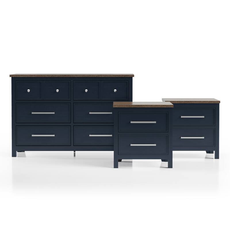 Furniture of America Althea Modern Farmhouse 3-Piece Wood Dresser and 2 Nightstand Bedroom Set