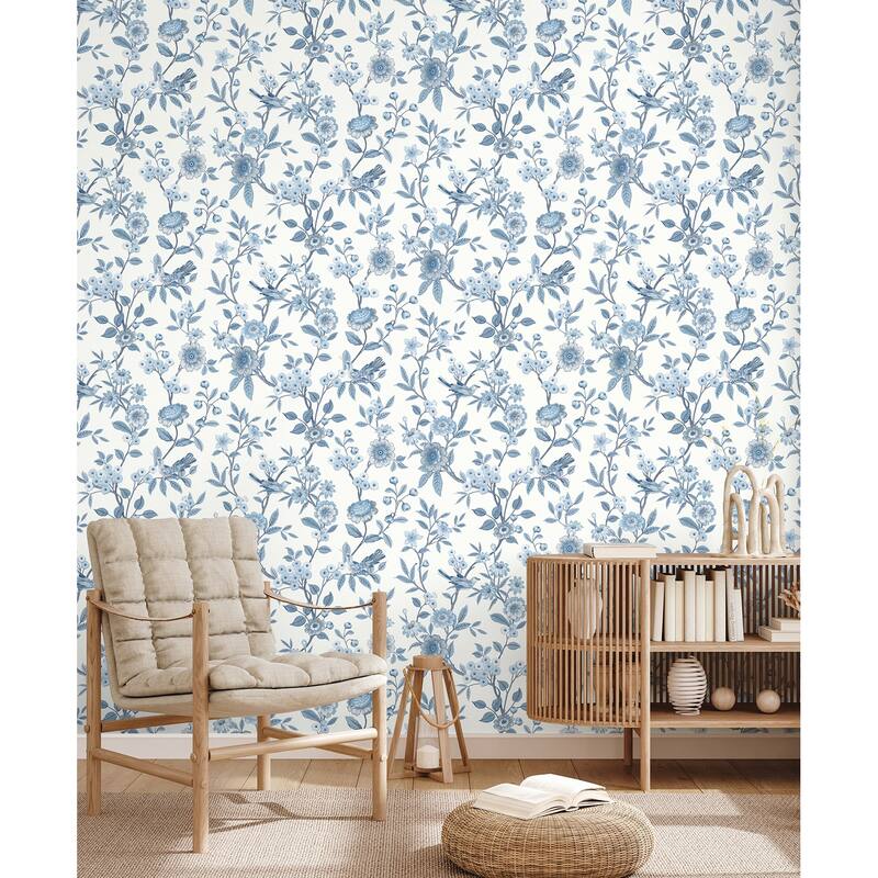 Fine Decor Elspeth Blue Floral Trail Wallpaper