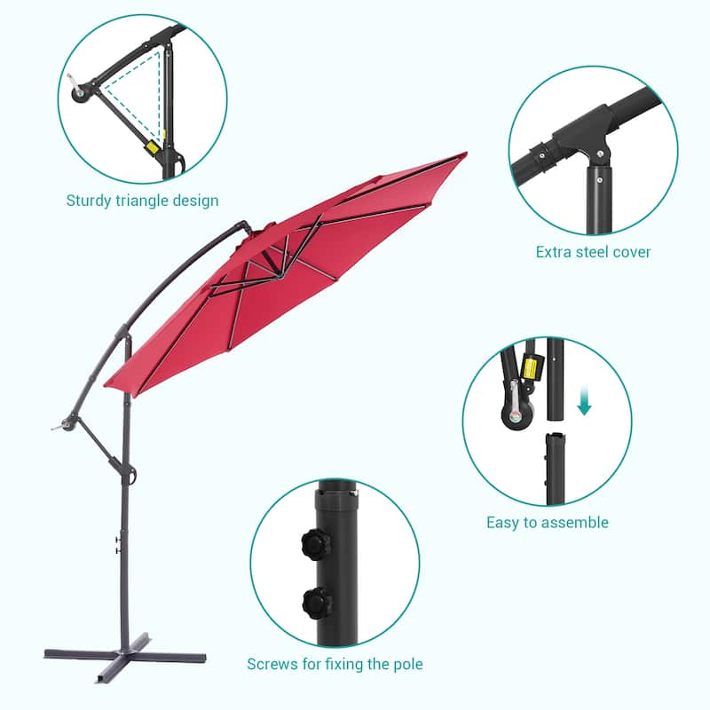 BONOSUKI 10ft Patio Offset Umbrella Outdoor Hanging Umbrella