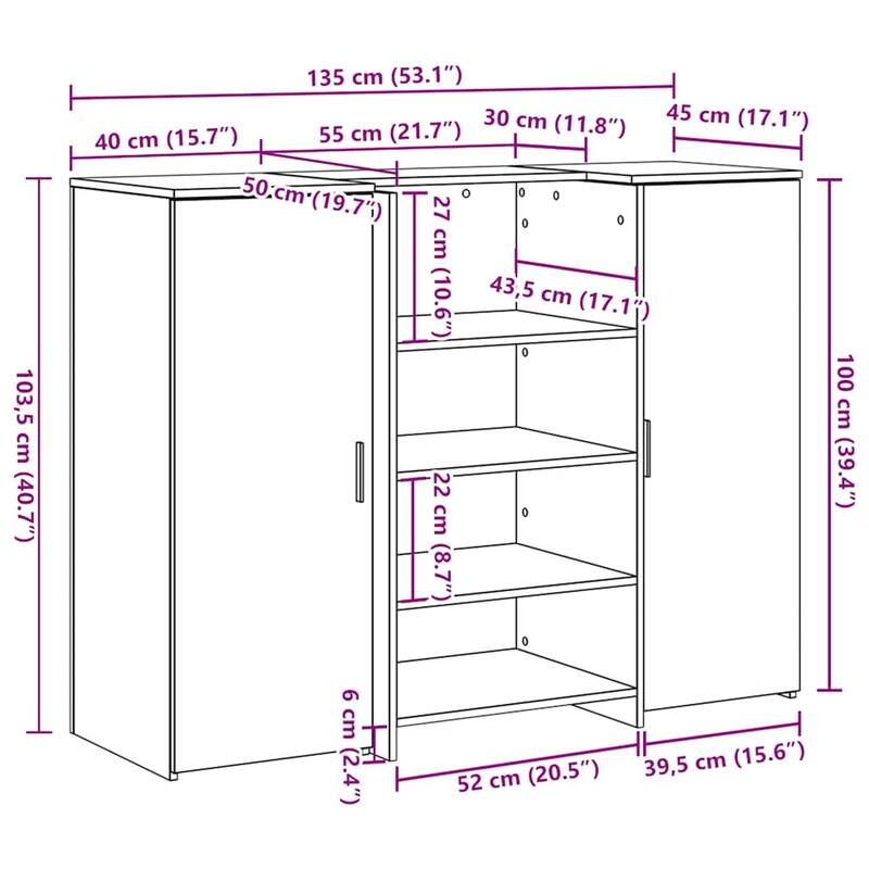vidaXL Reception Desk Sonoma Oak Engineered wood Large Reception Desk