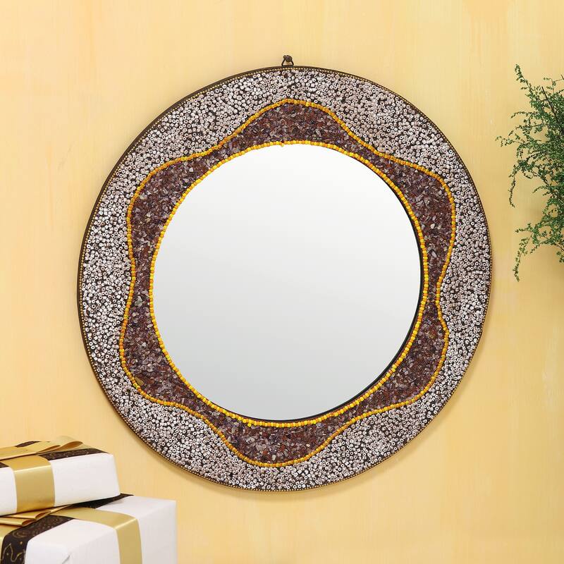 Novica Handmade Vibrant Waves Glass Wall Mirror