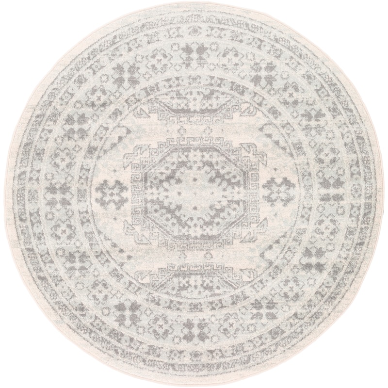 Livabliss Afton Persian Medallion Rug - Light Grey - 5'3" Round