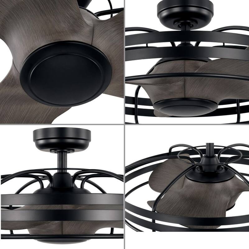 Bastrop Collection 26 in. Three-Blade Matte Black Transitional Ceiling Fan with 3 Speed Remote Control - 26 in x 26 in x 13.6 in