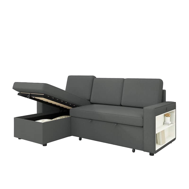 L-Shaped Couch Convertible Sofa Bed with Storage Chaise