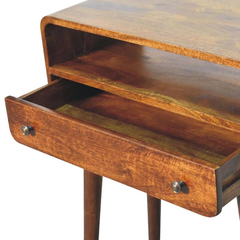 Artisan Furniture Solid Wood Chestnut Nordic Style One Drawer & One Open Slot Console Table