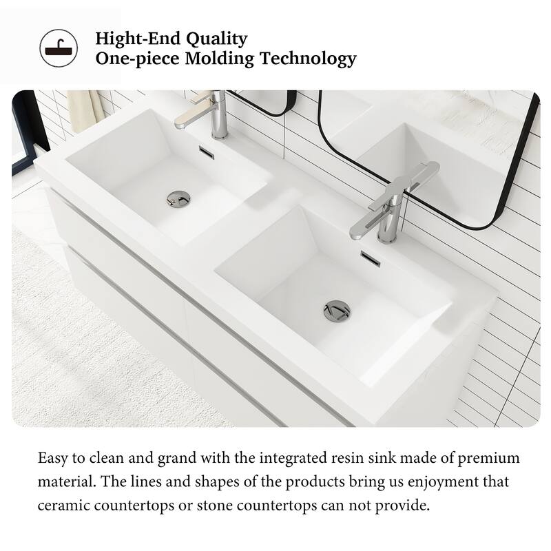 Floating Bathroom Vanity with two Resin Top