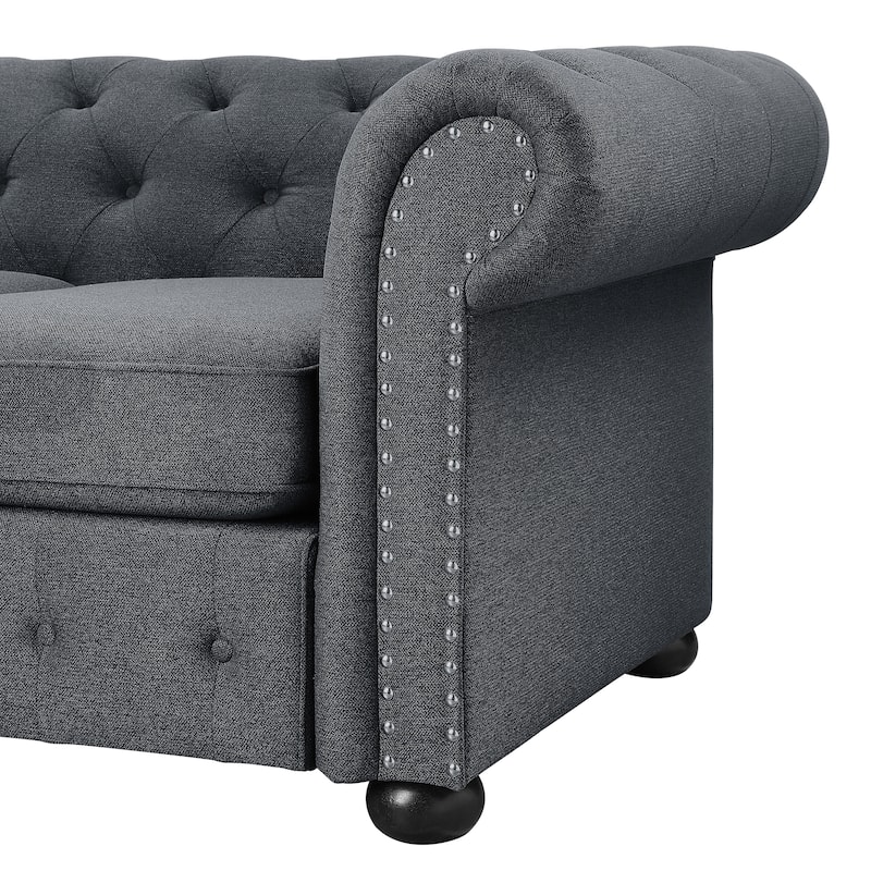 Corvus Aleksis Tufted Chesterfield Loveseat Sofa