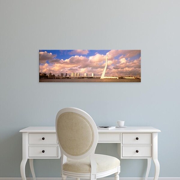 Easy Art Prints Panoramic Images's 'Netherlands, Holland, Rotterdam, Erasmus Bridge' Premium Canvas Art
