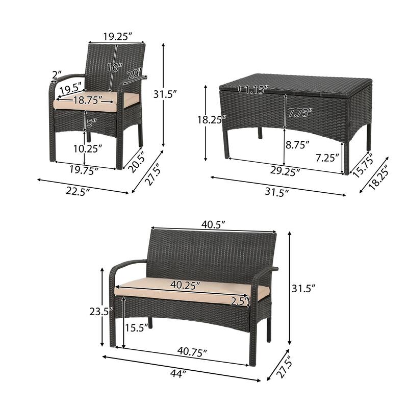 4PC Comfortable Outdoor Chat Set for Relaxing and Socializing