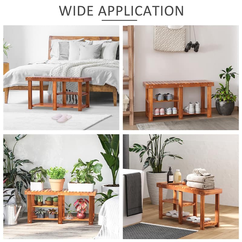 3-Tier Shoe Rack Bench with Storage Shelves