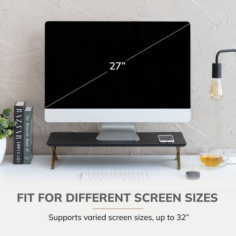 Jani Wood Monitor Stand Riser Desk - Ergonomic Design Stand, Desktop Organizer Table for Home, Office Workspace, Gaming Desk