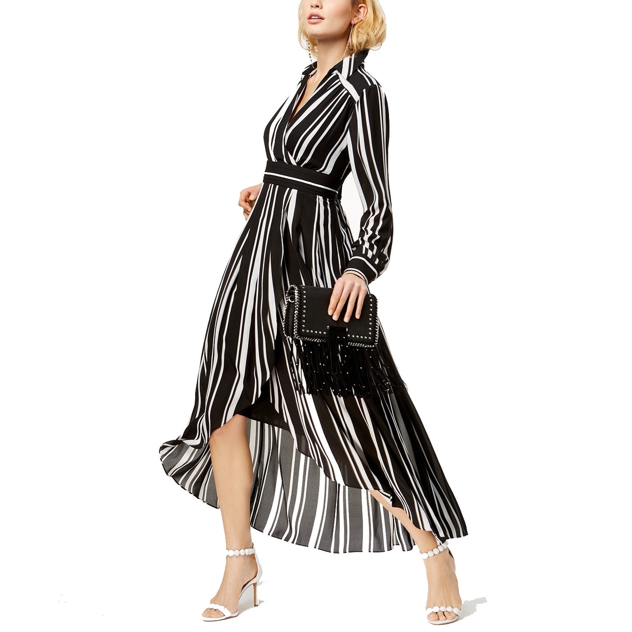 high low faux wrap dress