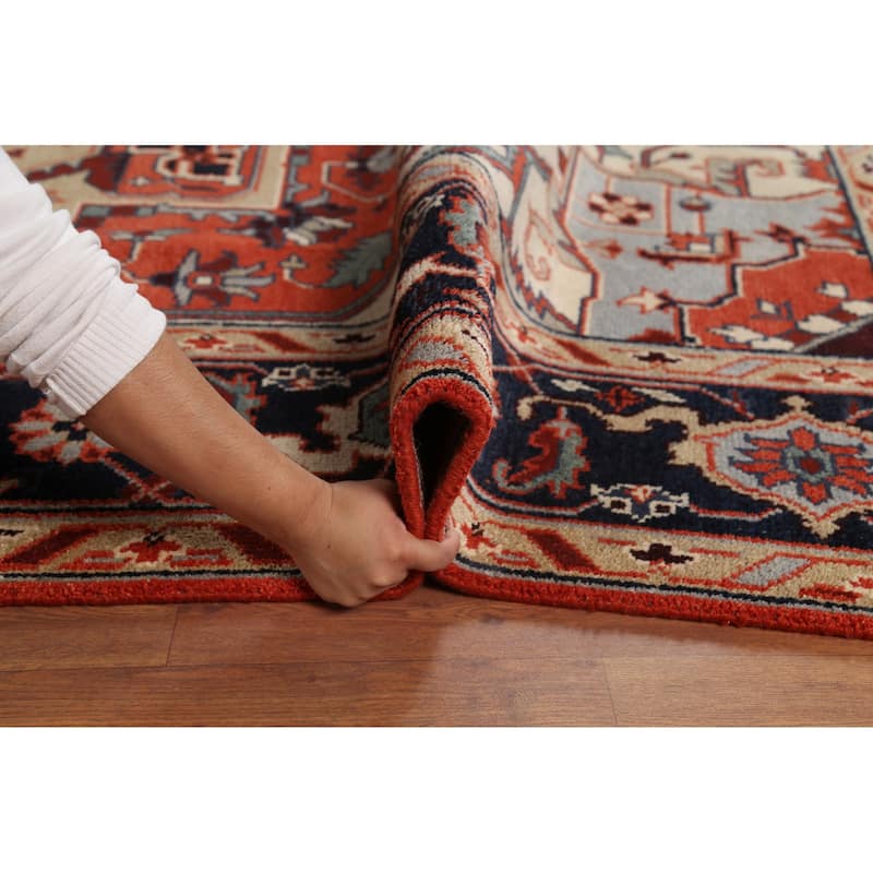 Geometric Heriz Serapi Oriental Area Rug Handmade Wool Carpet - 9'0"x 11'9"