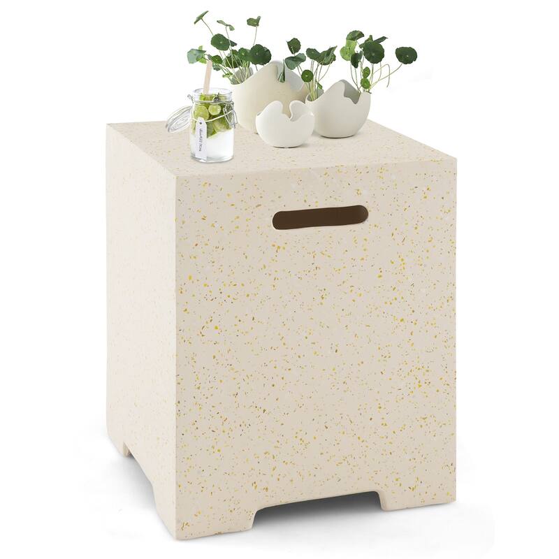 2-in-1 Gas Tank Holder Side Table with Protective Cover - 16" x 16" x 20.5"