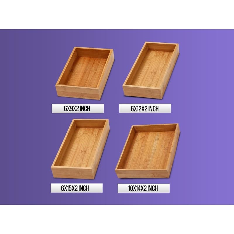 YBM Home Bamboo Kitchen Drawer Organizer Storage Box (Set of 6),