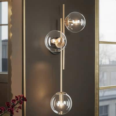 Bola Modern Gold 3-Light Chandelier Orb Glass Vanity Lights Wall Sconces