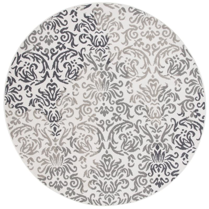 SAFAVIEH Pyramid Theresia Glam Rug - 6'7" Round - Ivory Grey/Charcoal