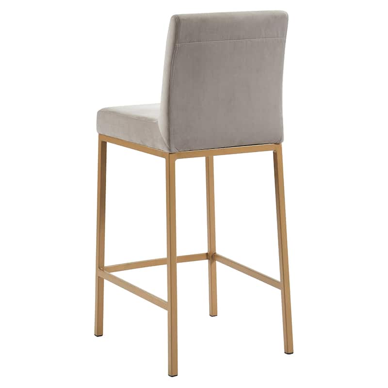 Contemporary Velvet and Metal 26" Counter Stool, Set of 4