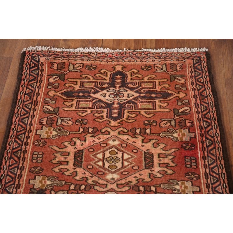 Gharajeh Persian Vintage Area Rug Hand-Knotted Wool Carpet - 2'6"x 6'1"