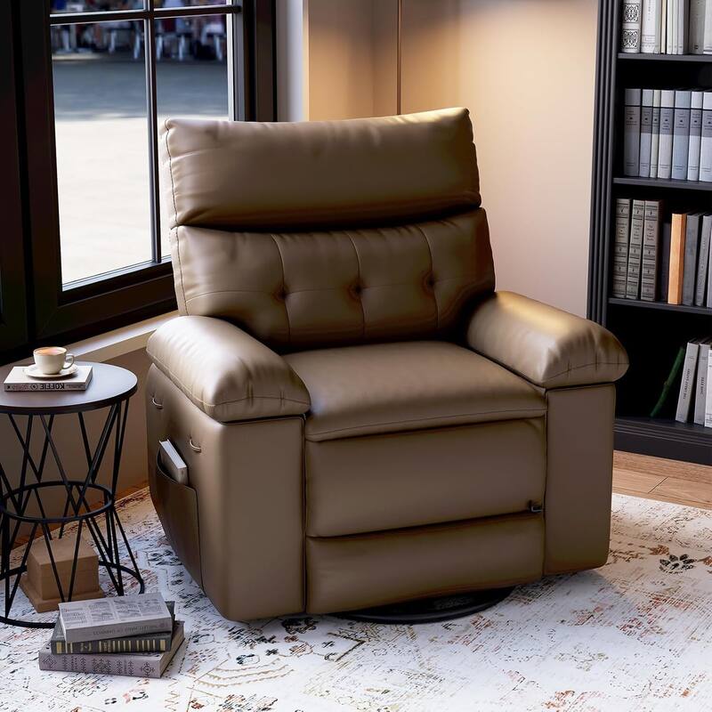 360 Swivel Rocking Chair Massage Recliner Sofa Chair for Living Room, Nursery - Tan