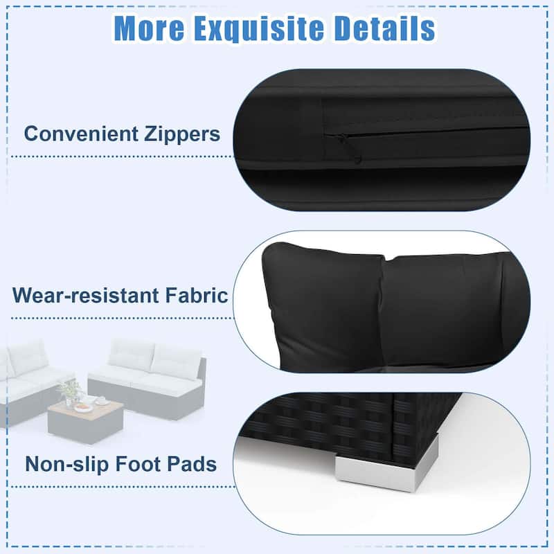 Costway 5 Piece Outdoor Furniture Set with Seat & Back Cushions Acacia - See Details