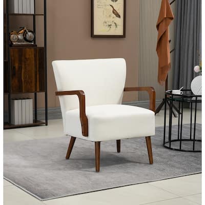 22" W Velvet Accent Chair With High-Intensity Foam And Solid Wood Frame White - Arm Chairs