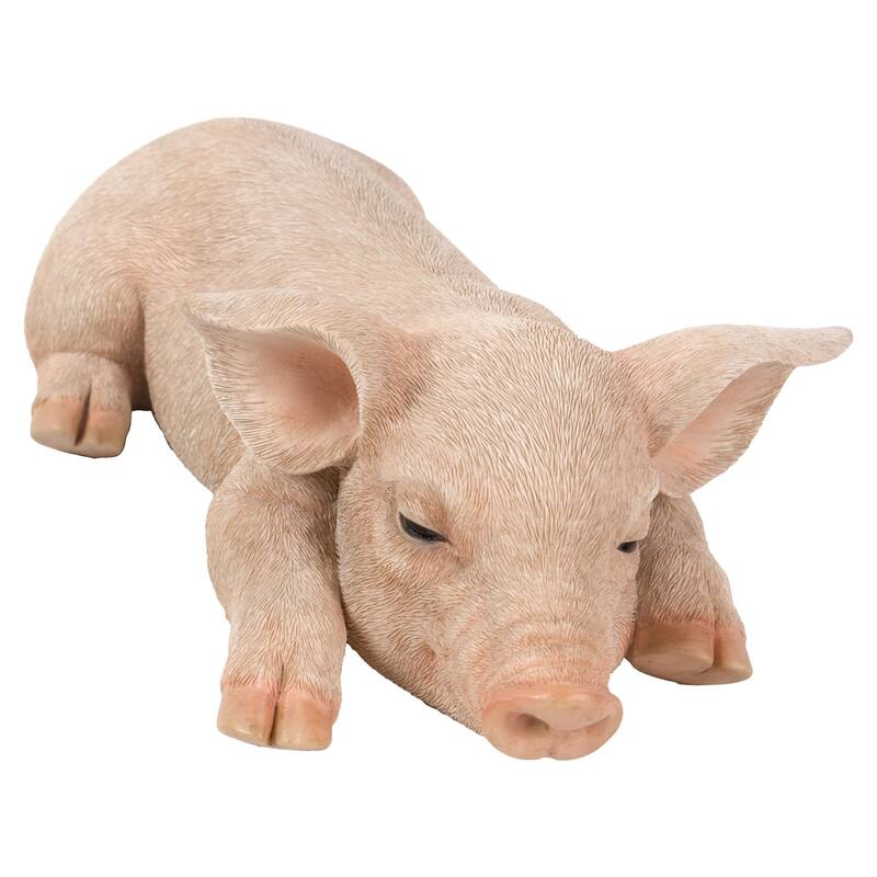 11.50" Sleeping Piglet Outdoor Garden Statue