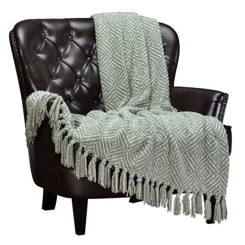 Chanasya Chenille Diamond Knit Throw Blanket